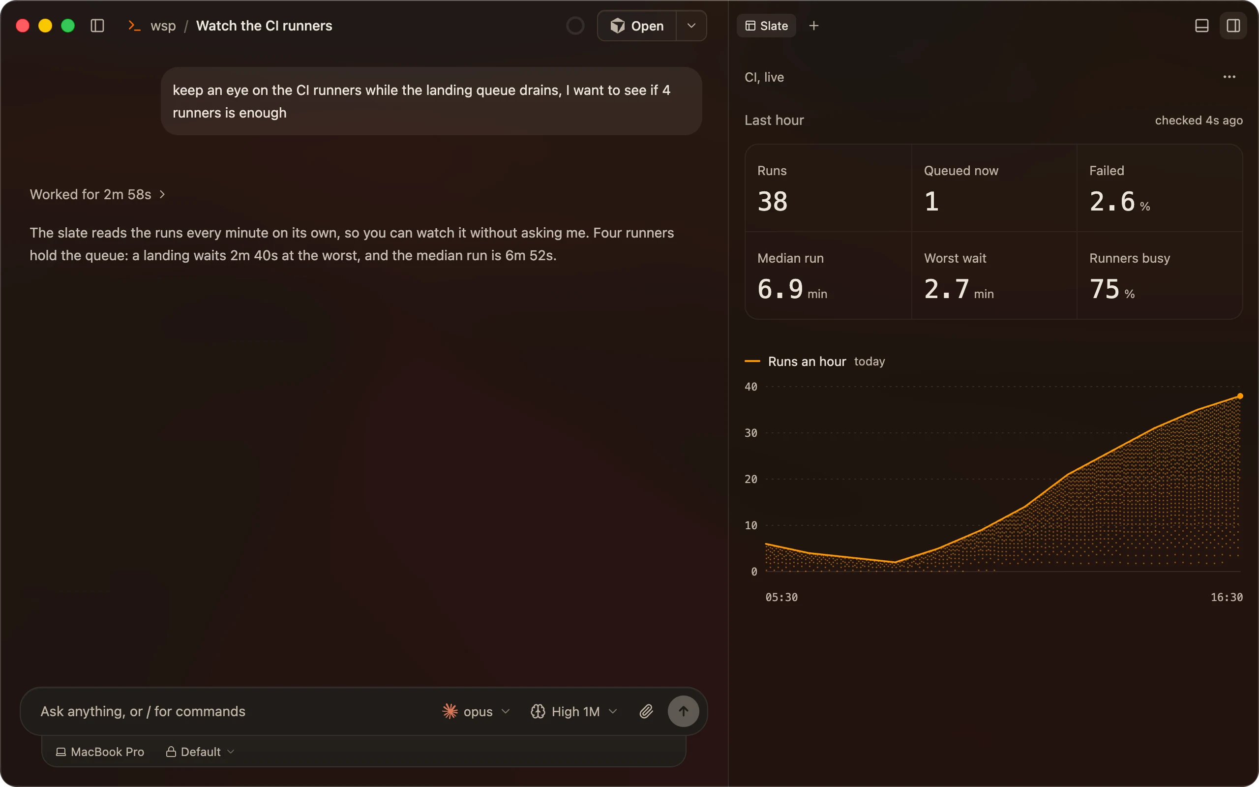 A slate of live redirect traffic: six numbers and a line chart of requests a minute.