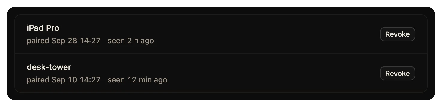 Settings > Devices with two paired devices.