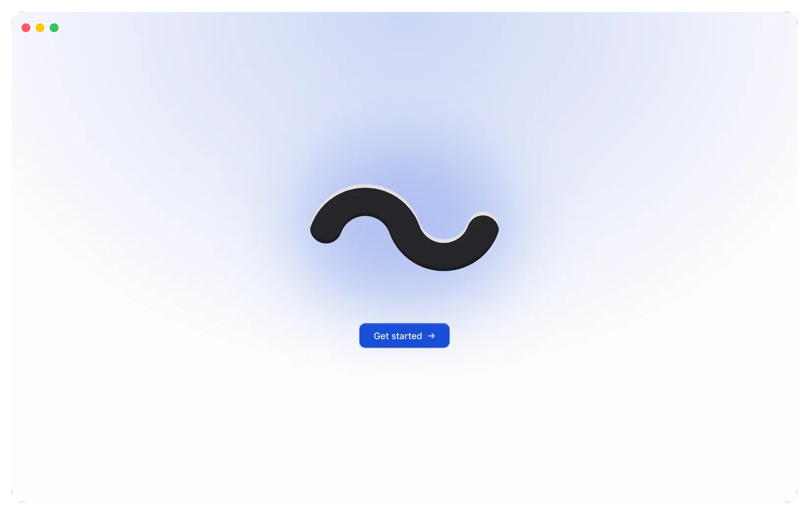The first wsp window on a new Mac, with one Get started button.